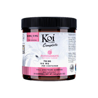 THC Edibles - Pomegranate D9 Complete Gummies + CBD - 30-Count Jar - By Koi CBD