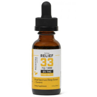 CBD Oil - Broad Spectrum RELIEF + Turmeric CBD Tincture - 33mg/1ml - By Receptra Naturals