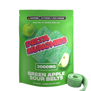 Delta Munchies - Delta 8 Edible - Green Apple Sour Belts - 3000mg