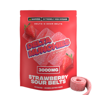 Delta Munchies - Delta 8 Edible - Strawberry Sour Belts - 3000mg