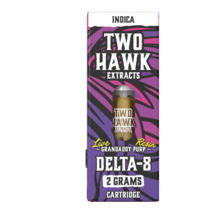 Live Resin Delta 8 Vape Cartridge - Granddaddy Purp - 2g - Two Hawk Extracts