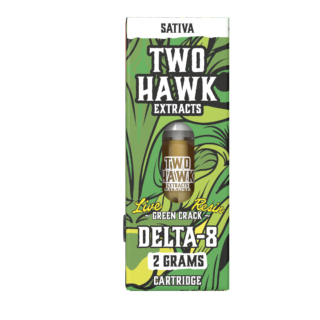 Live Resin Delta 8 THC Vape Cartridge - Green Crack - Sativa 2g - Two Hawk Extracts